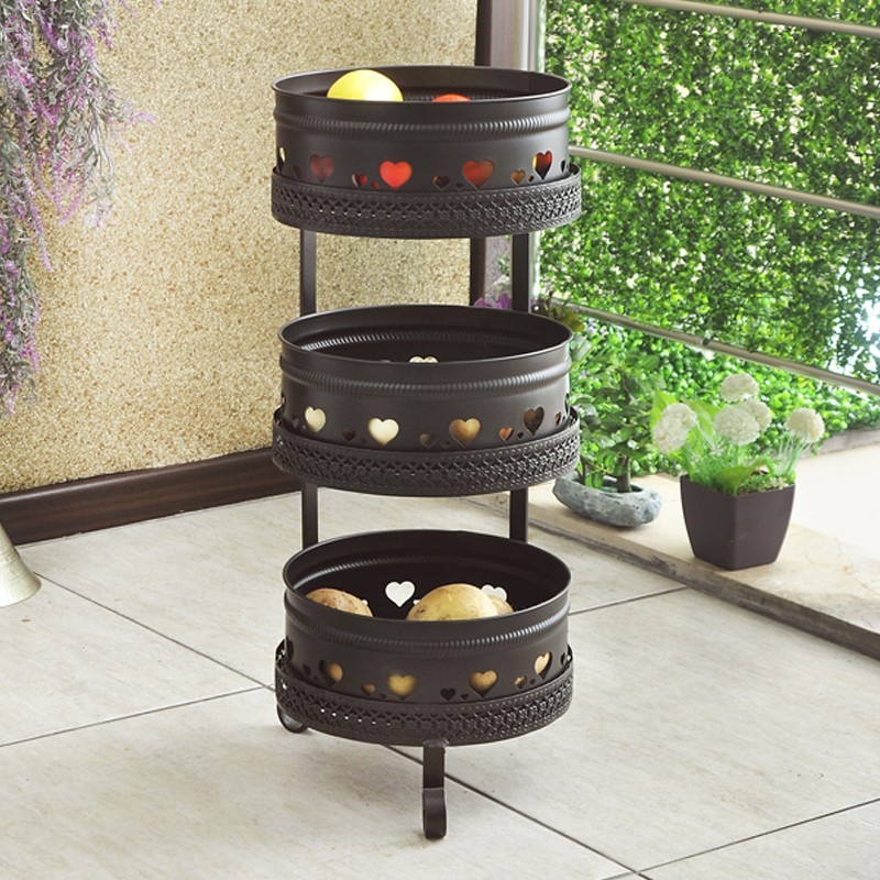 RANGE LEGUMES METAL 3 NIVEAUX - 68 X 28 CM NOIR