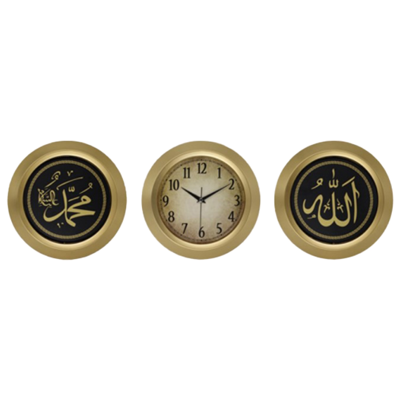 SET HORLOGE 3 PIECES DÉCO MIX OR/ARGENT 3*28CM
