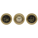 SET HORLOGE 3 PIECES DÉCO MIX OR/ARGENT 3*28CM