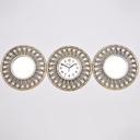 SET 3 PIECES HORLOGE + MIROIRS OR/ARGENT 3X24 CM