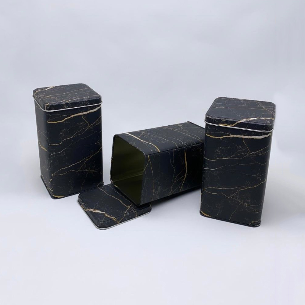 SET 3 BOITES METAL DESIGN MARBRE