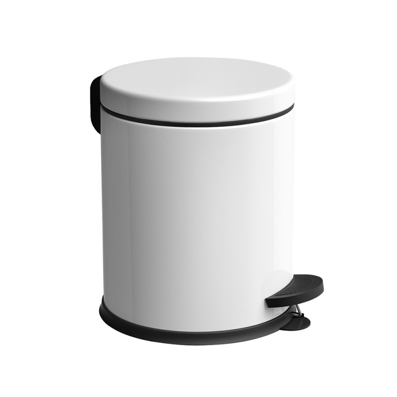 POUBELLE 5 LITRES PEDALE PLASTIQUE COULEUR (BLANC-BEIGE-NOIR)