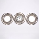 SET 3 PIECES HORLOGE + MIROIRS OR/ARGENT 3X29 CM