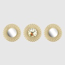 HORLOGE MURALE 3PCS DÉCO AVEC MIROIR-35X86CM MIX OR/BLANC
