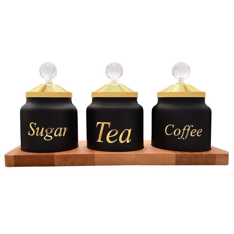 SET PLATEAU BOIS + 3 BOITES VERRE 635 CC