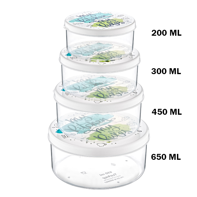 SET 4 BOITES ALIMENTAIRES ENFANT (0.65/0.45/0.30/0.20 LITRES) MIX DESIGNS