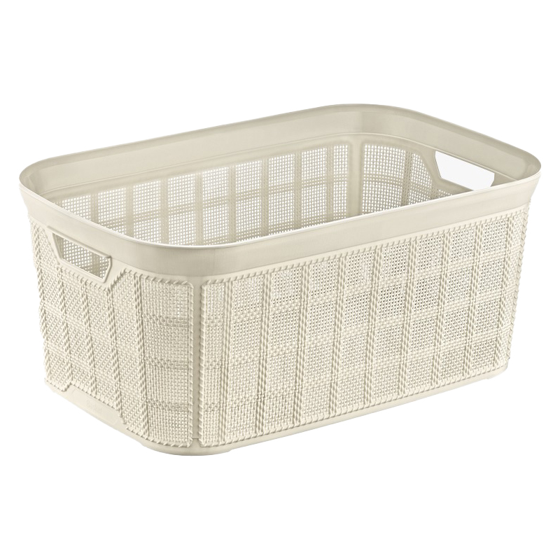 PANIER A LINGE 35 LITRES MIX GRIS/VIOLET/BEIGE/BLANC