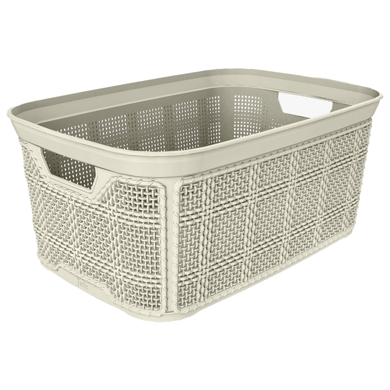 BOITE RANGEMENT 18 LITRES MIX BEIGE/BLANC