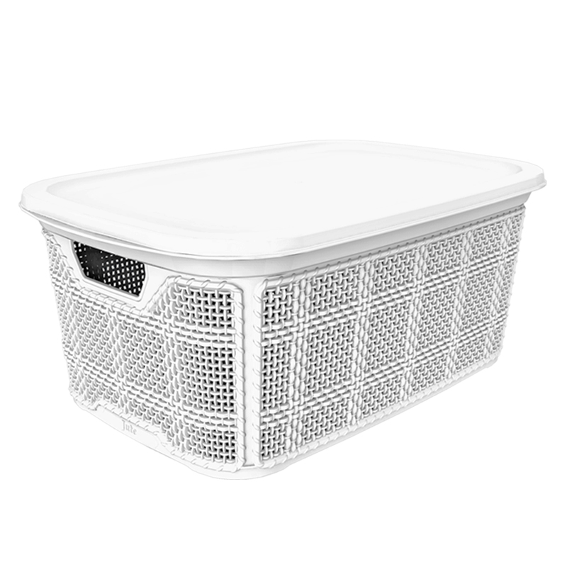 BOITE RANGEMENT 10 LITRES MIX BEIGE/BLANC