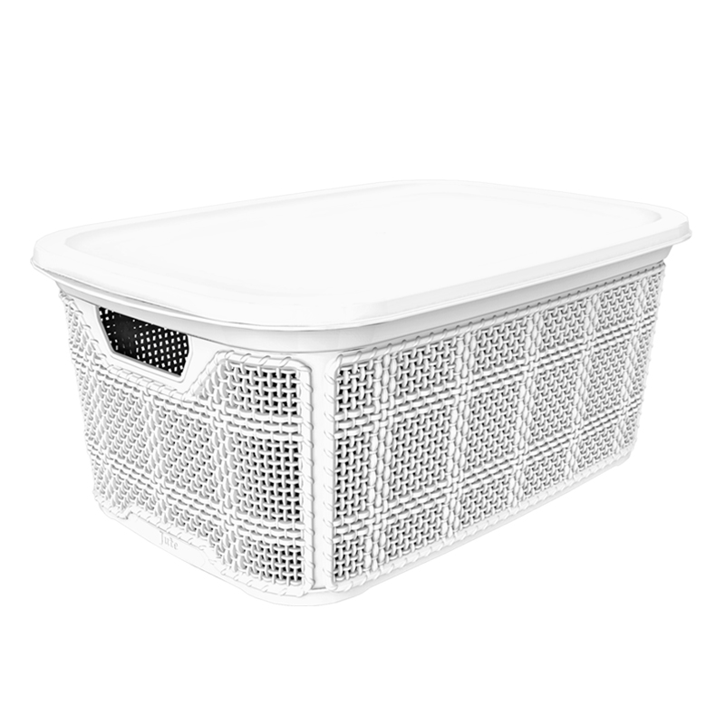 BOITE RANGEMENT 18 LITRES MIX BEIGE/BLANC