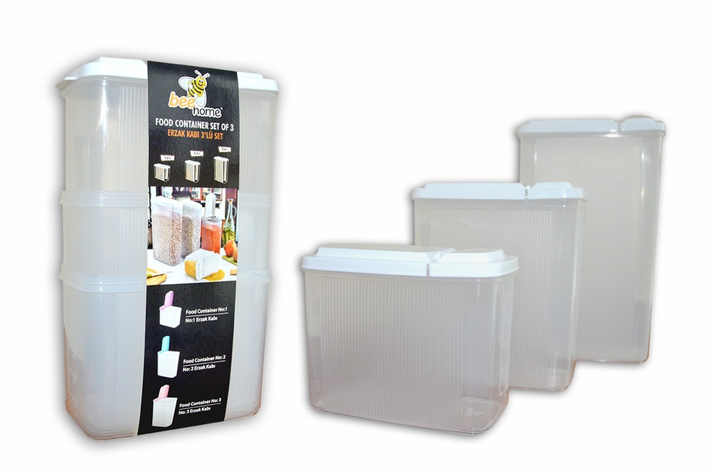 SET 3 PIECES RANGEMENT ALIMENTAIRE (1.2 LITRES/1.7 LITRES/2.4 LITRES) MIX GRIS/ROUGE/ROSE