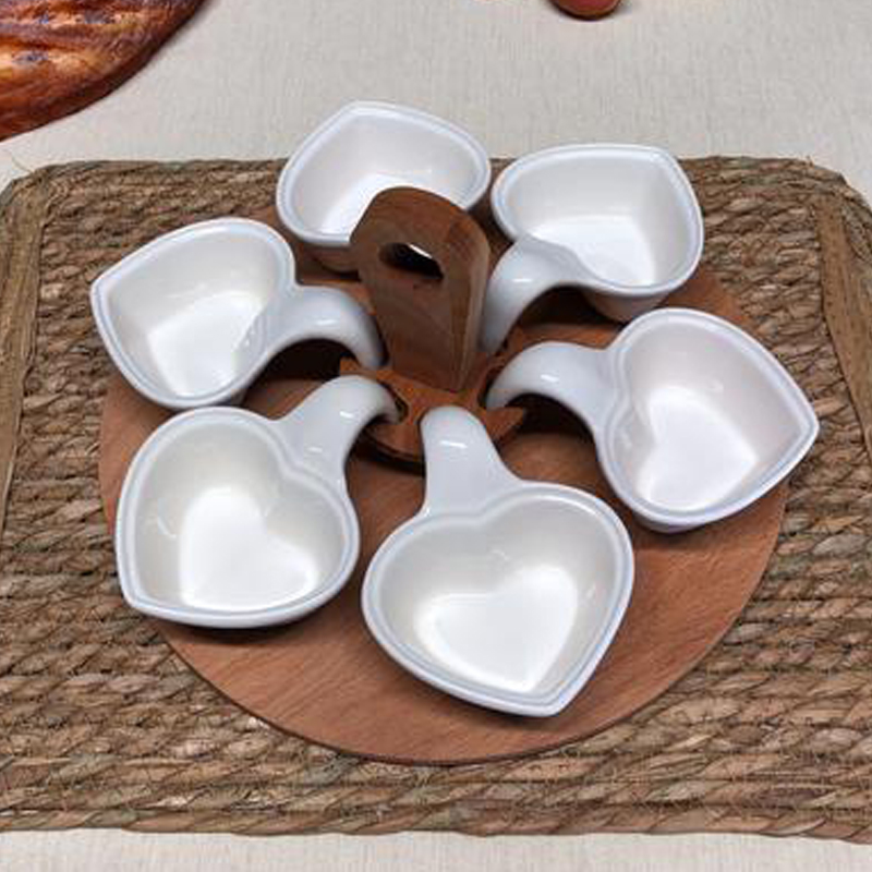 SET CERAMIQUE BOIS 6 PIECES - 23 X 14 CM