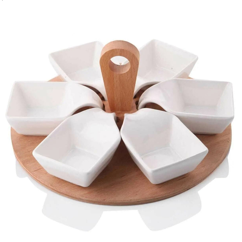 SET CERAMIQUE BOIS 6 PIECES  - 23 X 14 CM