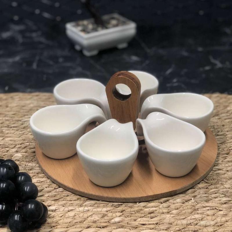 SET CERAMIQUE BOIS 6 PIECES  - 22 CM