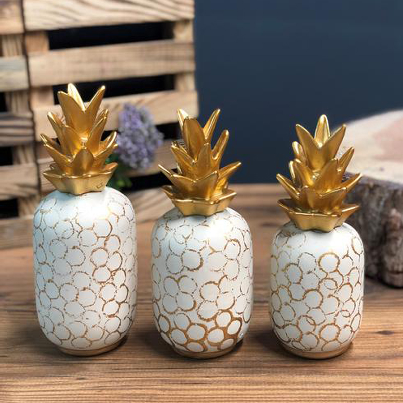 DECO ANANAS CERAMIQUE 3 PIECES - 22 - 20 - 19 CM