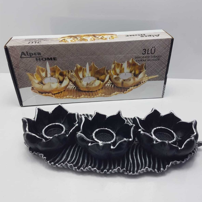 PORTE BOUGIES DECO 4 PIECES - 11 X 6 X 37 CM