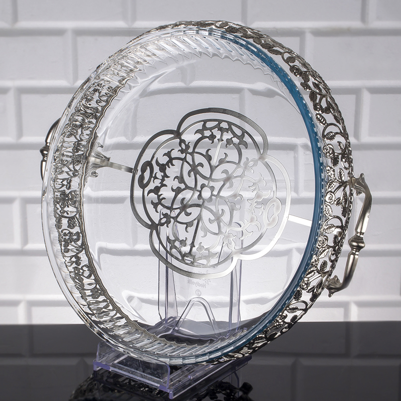 PLATEAU LUXE VERRE MIX OR/ARGENT