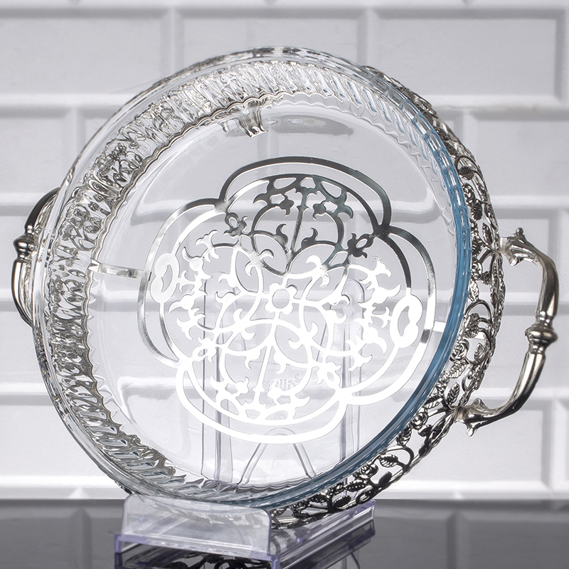 PLATEAU LUXE VERRE MIX OR/ARGENT