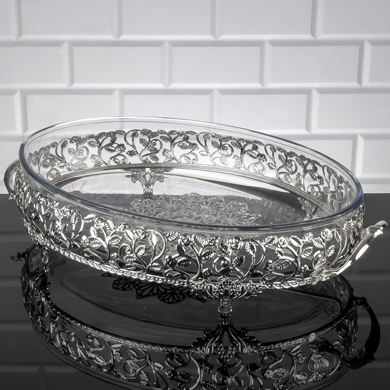 PLATEAU LUXE VERRE MIX OR/ARGENT