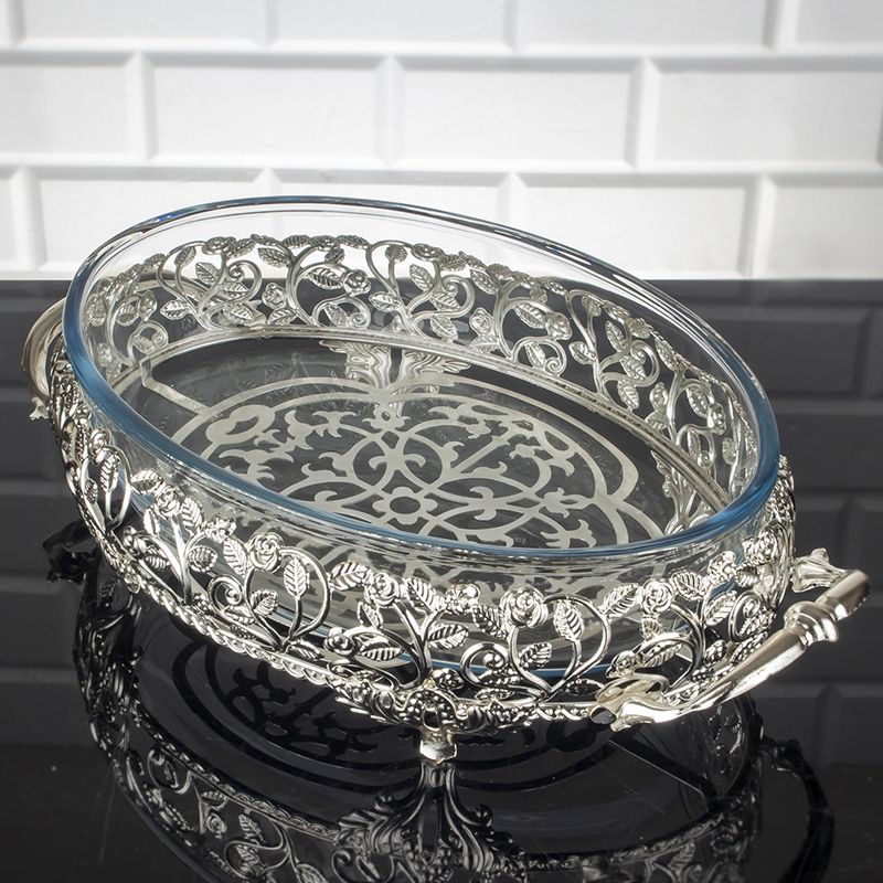 PLATEAU LUXE VERRE MIX OR/ARGENT
