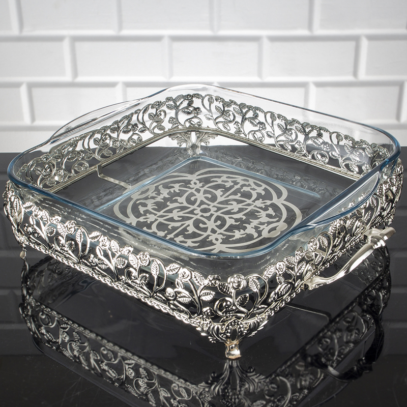 PLATEAU LUXE VERRE MIX OR/ARGENT