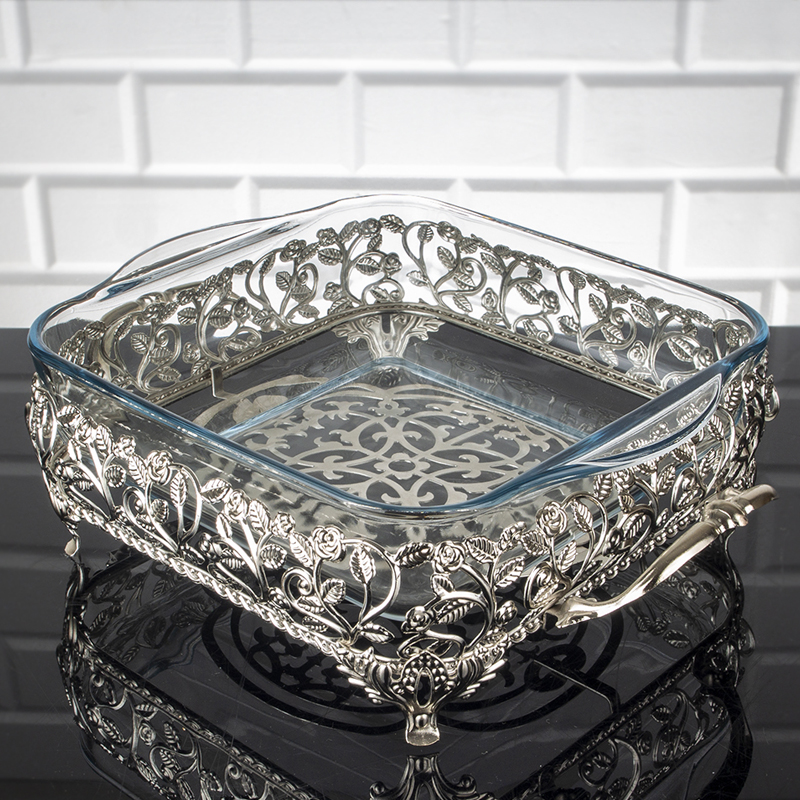 PLATEAU LUXE VERRE MIX OR/ARGENT
