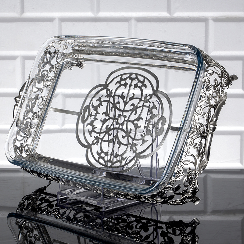 PLATEAU LUXE VERRE MIX OR/ARGENT