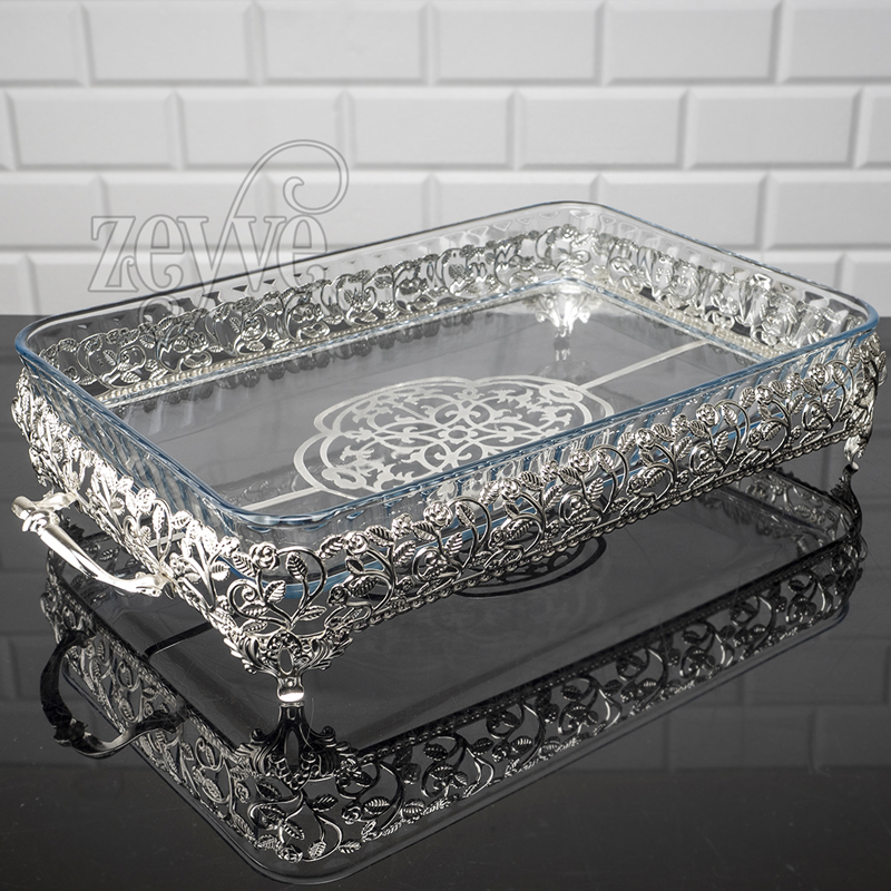 PLATEAU LUXE VERRE MIX OR/ARGENT