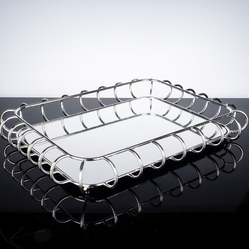PLATEAU RECTANGLE 43X33X5 CM OR-ARGENT