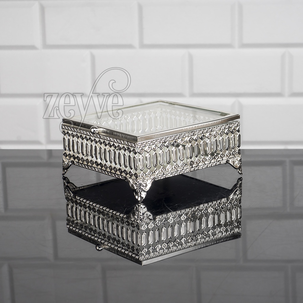 PLATEAU AVEC COUVERCLE EN VERRE 14X14X7 CM