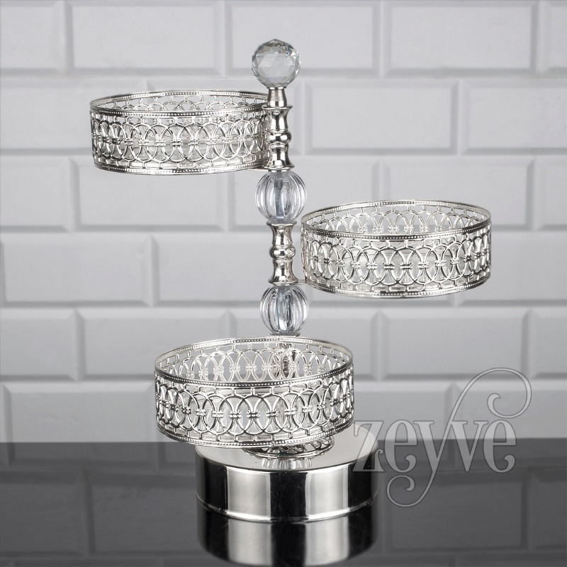 PLATEAU DECO 3 NIVEAUX 30 CM MIX OR-ARGENT