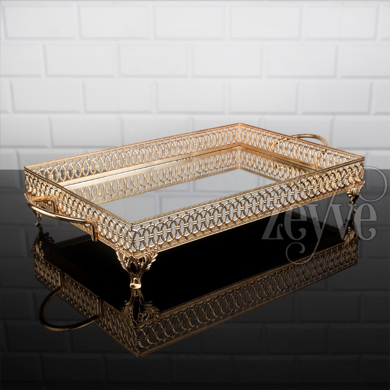 PLATEAU DECO 35X24 CM MIX OR-ARGENT