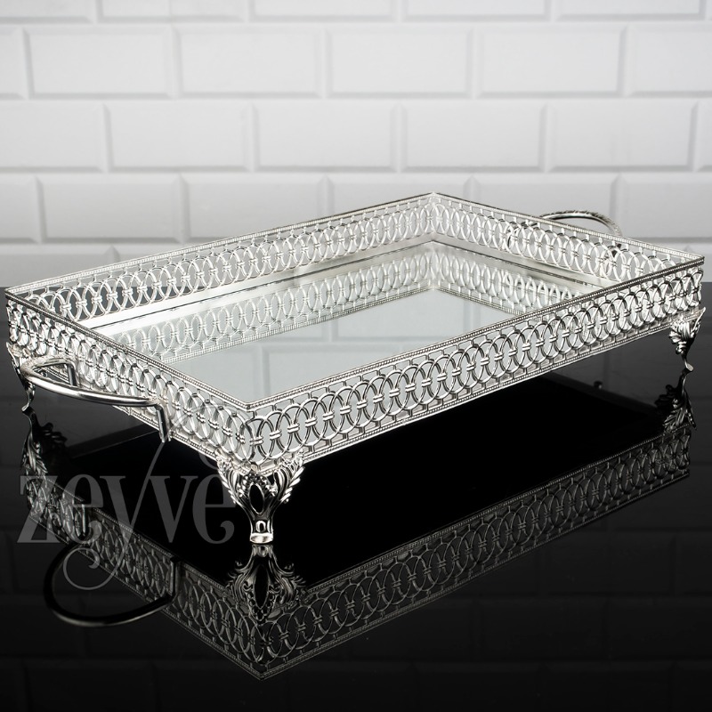 PLATEAU DECO32X42 CM MIX OR-ARGENT