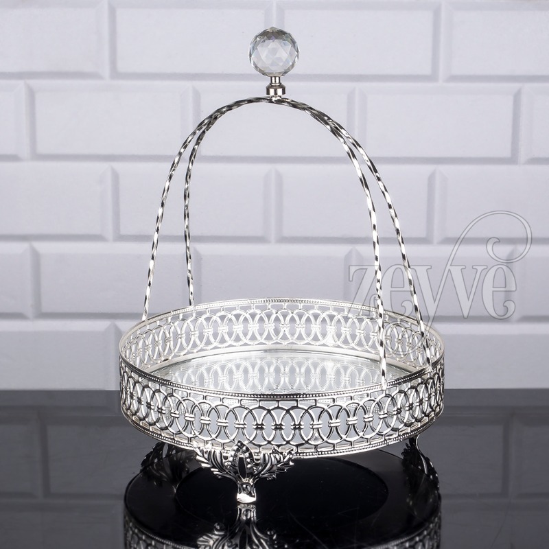 PLATEAU PANIER DECO 20X20 CM MIX OR-ARGENT