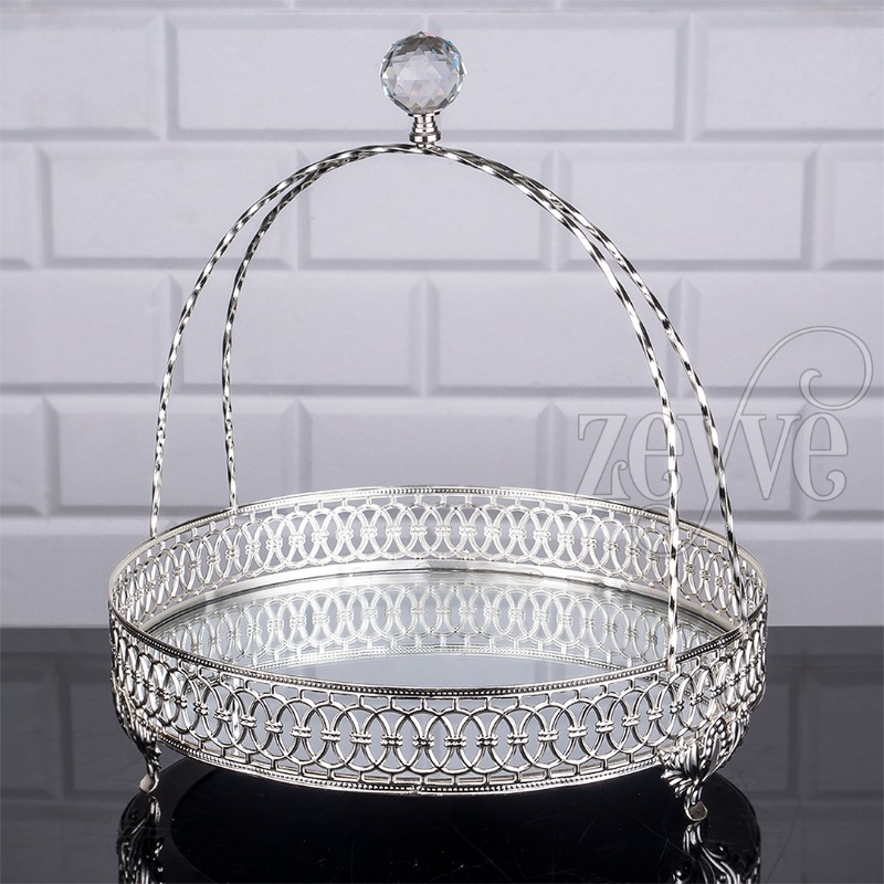PLATEAU PANIER DECO 30X25 CM MIX OR-ARGENT
