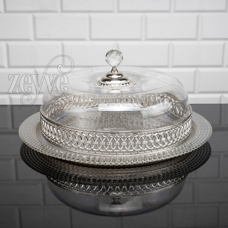 CLOCHE GATEAU VERRE 33X11 CM MIX OR-ARGENT