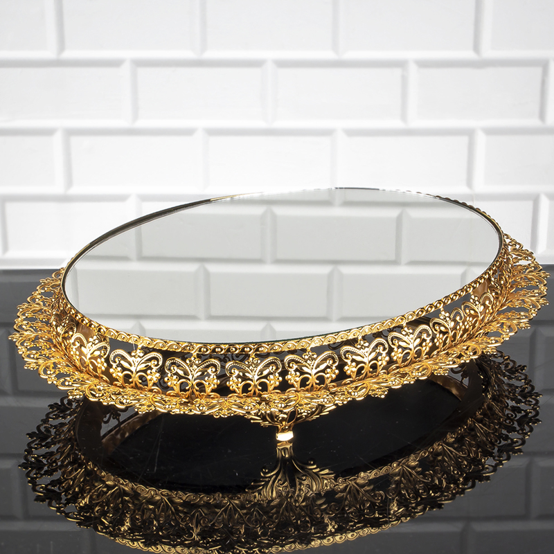 GRAND PLATEAU OVAL DE PRESENTATION 42X34 CM OR-ARGENT