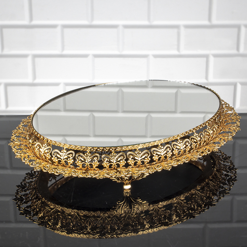 PLATEAU MOYEN OVAL DE PRESENTATION 36X28CM OR-ARGENT