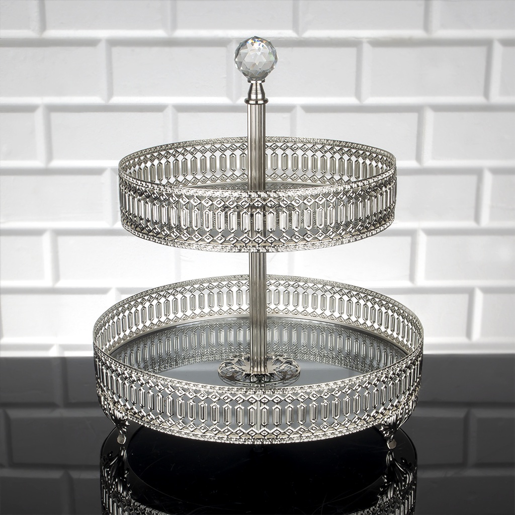 PETIT PLATEAU DECO ROND 2 NIVEAUX 30X26 CM