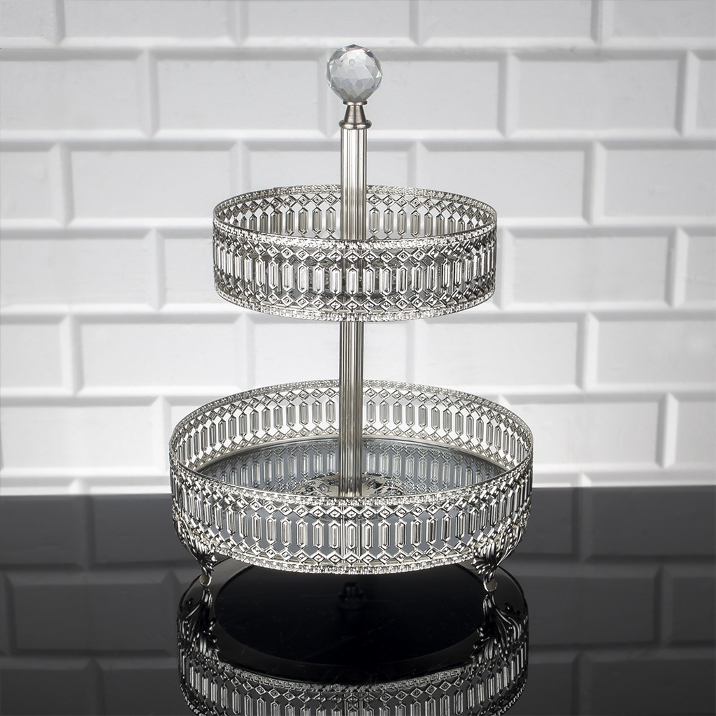 PETIT PLATEAU DECO ROND 2 NIVEAUX 30X20 CM