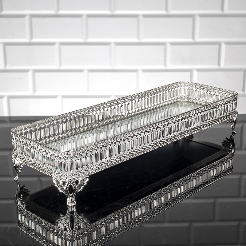 PLATEAU DECO 40X14 CM MIX OR/ARGENT