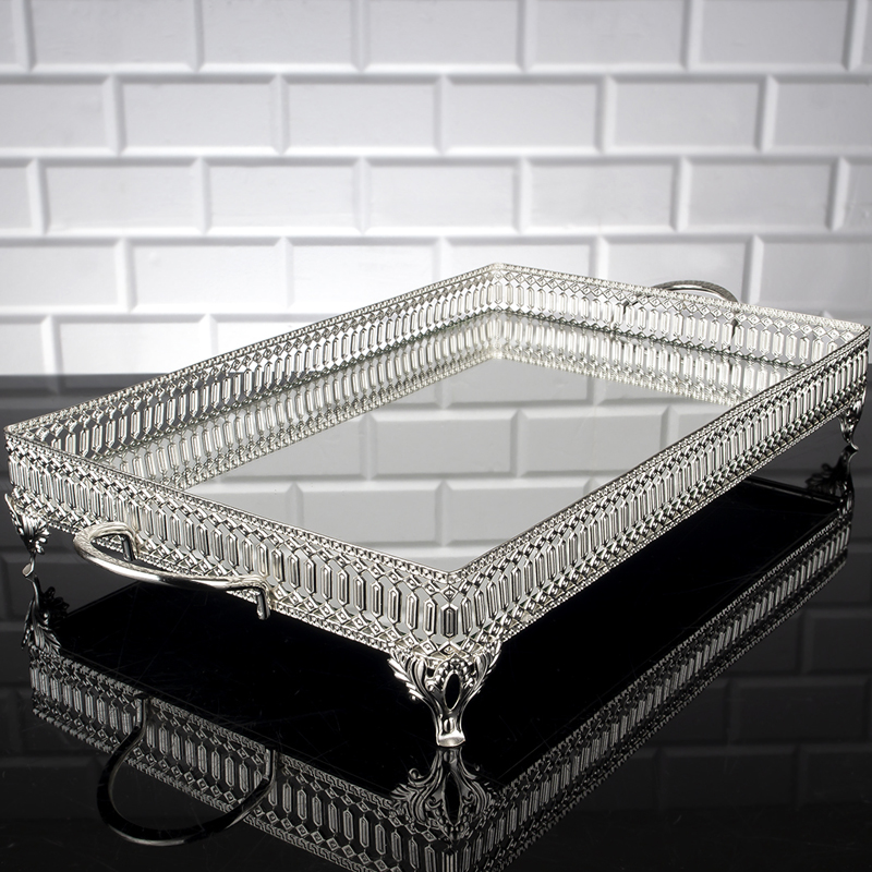 PLATEAU DECO 54X32 CM MIX OR/ARGENT