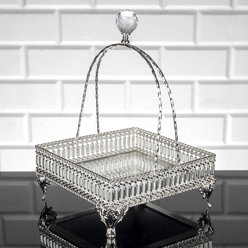 PLATEAU DECO 18X18X26 CM MX OR/ARGENT