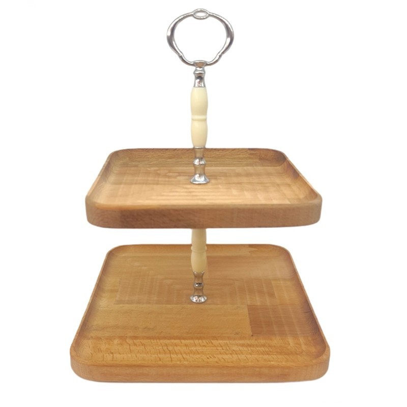 PLATEAU 2 NIVEAUX BOIS - 22 - 19 CM