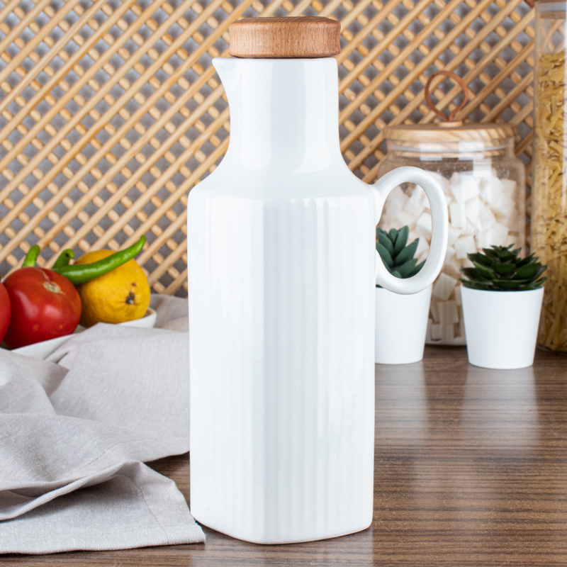 BOUTEILLE HUILE CERAMIQUE BLANC