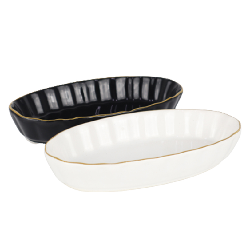 PLAT CERAMIQUE 16X8 CM MIX NOIR/BLANC
