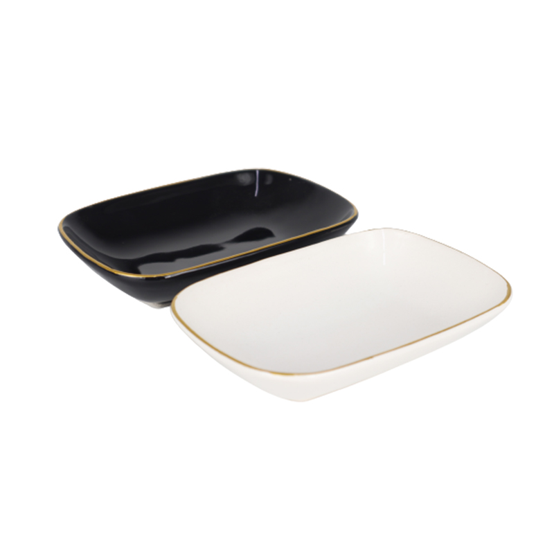 PLAT CERAMIQUE 12X 8 CM MIX NOIR/BLANC