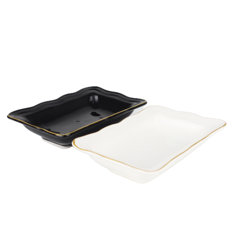 PLAT CERAMIQUE 15 X 10 CM MIX NOIR/BLANC