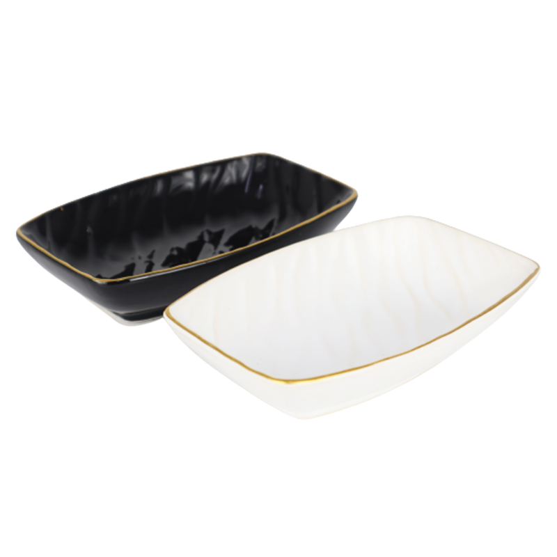 PLAT CERAMIQUE 14 X 9 CM MIX NOIR/BLANC