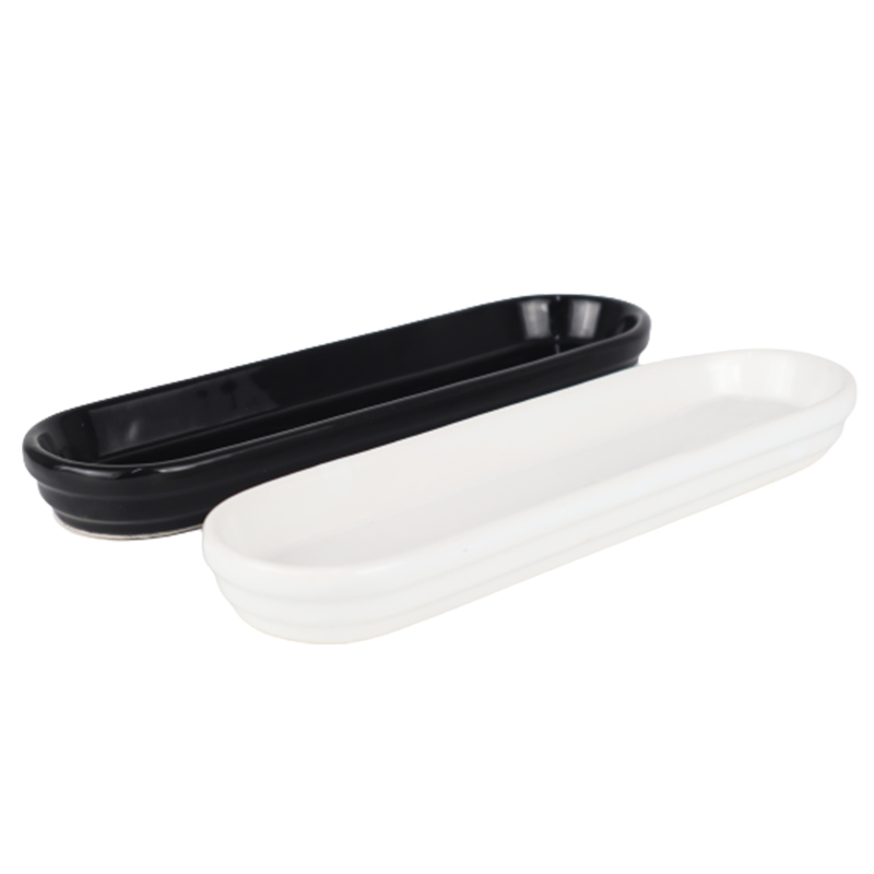 PLAT CERAMIQUE 23 X 7 CM MIX NOIR/BLANC